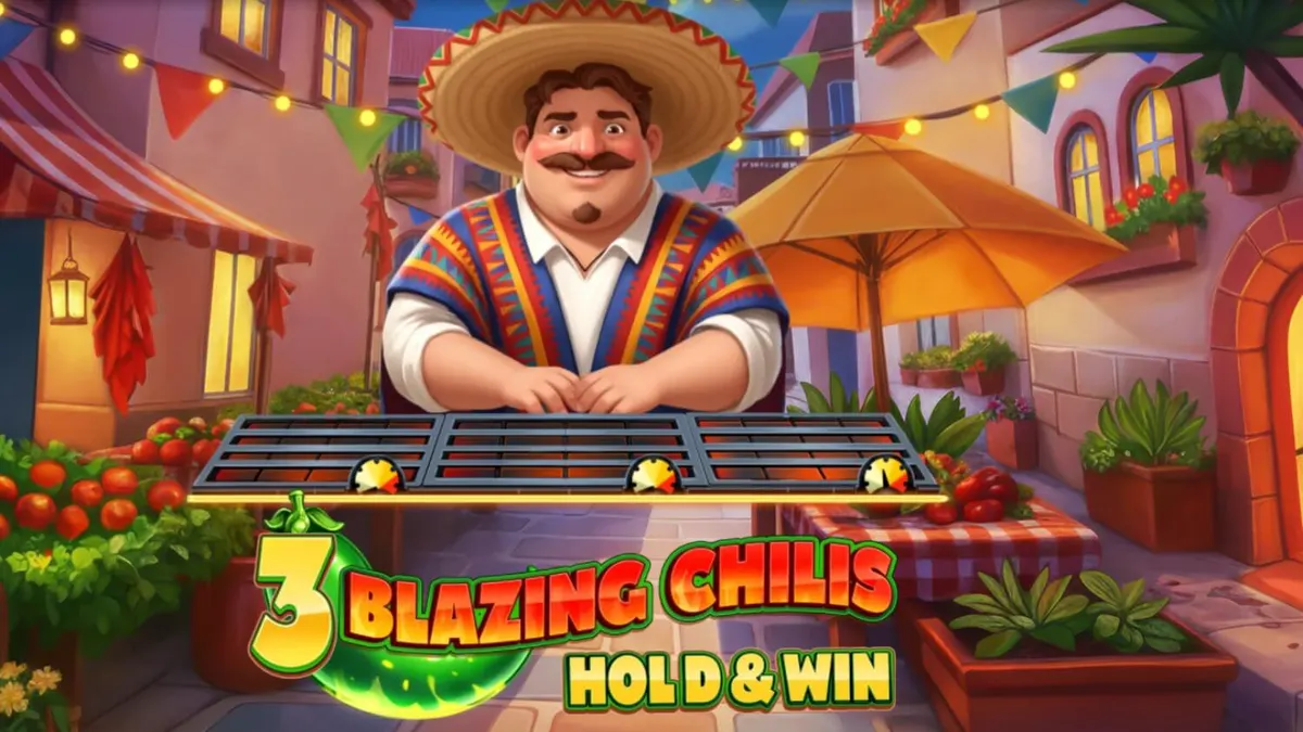 Tampilan visual slot 3 Blazing Chilis dengan tema pesta Meksiko yang ceria